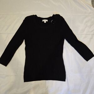 Dressbarn Womens Crew Neck Knit Long sleeve XL Black Sweater